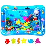 SUNSHINEMALL Wassermatte Baby Bpa Frei 66×50CM Wasserspielmatte Baby Wasser Spielmatte Sensorik Spielzeug Krabbelmatte Baby 3 6 9 Monate Tummy Time Toys Water Mat(Blaue Meereswelt)