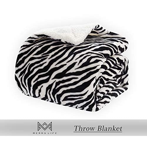 Merrylife TB2-6070-ZEBRA Sherpa Throw Blanket For Couch | Ultra-Plush Decorative Soft Colorful | Plush Travel Chair Blanket Throws thumb #1