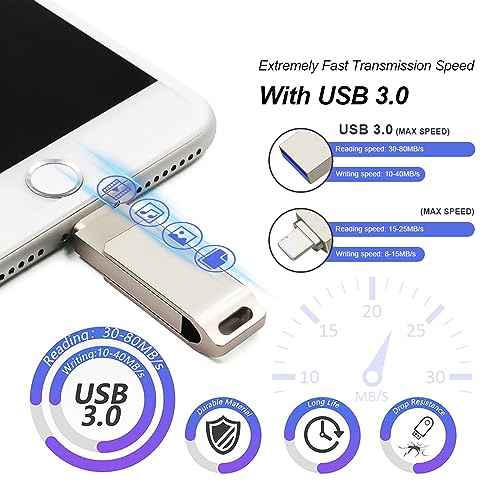Photo Stick 2 em 1 de alta velocidade para iPhone e iPad - Unidade flash USB de armazenamento extern