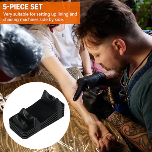 Image of MAYCREATE 5-Pack Tattoo Machine Holder, Pen Stand, Silicone, 12.9x6cm | Keeps Work Surfaces Tidy, Reduces Tool Clutter, Silicone Build, Compact Desk Storage