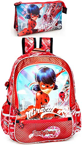 Miraculous Ladybug: Mochila y estuche para niña  color rojo