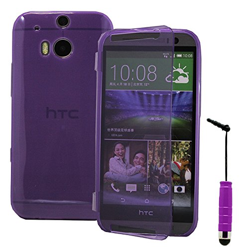 VCOMP® Housse Etui Coque Silicone Gel Portefeuille Livre Rabat pour HTC One (M8)/ One M8s/ (M8) Eye/HTC Butterfly 2 + Mini Stylet - Violet