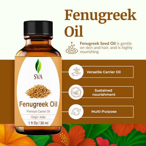 Image of SVA Fenugreek Oil 1 Fl Oz - for Face, Skin Care, Hair Care, Scalp Massage & Body Massage - Carrier Oil with Dropper