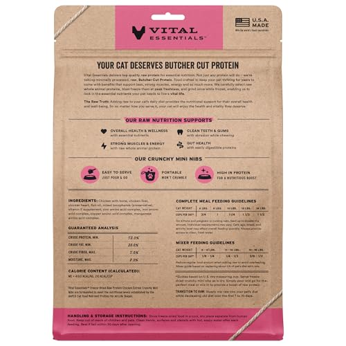 Vital Essentials Freeze Dried Cat Food, Chicken Crunchy Mini Nibs, 12 oz - Image 2