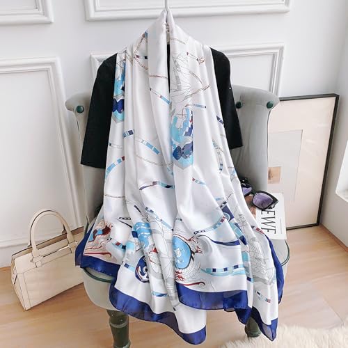 Image of Printed Poly Silken feel Scarf Stole for Women | Stylish, Soft, & Lightweight | Satin Feel Neck Scarf, Hair Scarf, Head Scarf for Women