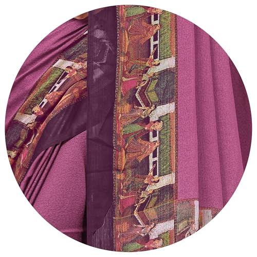 Image of MIRCHI FASHION Saree for Woman Chiffon Kalamkari Design | Professional Office Wear Lightweight Sari for All-Day Comfort with Blouse (Available in 15 Colors)