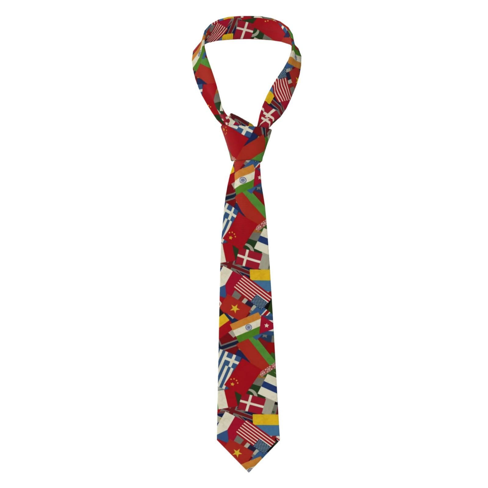 Hlbsdm Men's As Pic Different Countries National Flags Necktie Fashion Party Business Neck Tie Funny Gift For