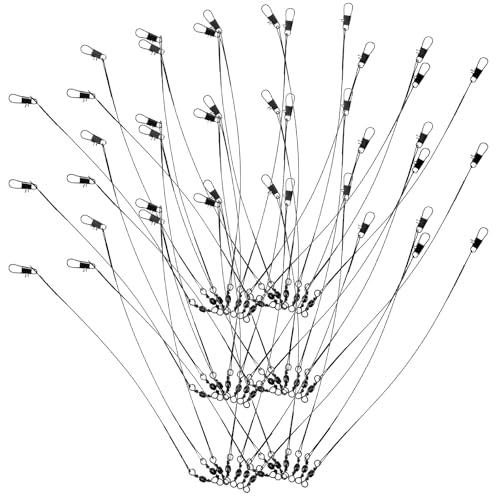 Alasum 50pcs Steel Fishing Wire Leaders with Swivels Clip miniatura 1
