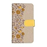 スマ通 iPhone SE (第二世代) 2020年発売 対応 ケース 手帳 タイプ スマホカバー ミラー＆カード収納付き＆ミラー 北欧風 鳥 花 蝶 横置き ストラップ穴 耐衝撃 カッコいい アイフォン エスイー ツー用 (B.イエロー) vc-754