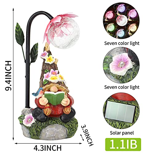 Sinhra Garden Gnomes Statue Decor, With Colorful Gradient Solar Led Lights Decoration For Outdoor Patio Balcony Yard Lawn Ornament Gift(Red) #TOP1