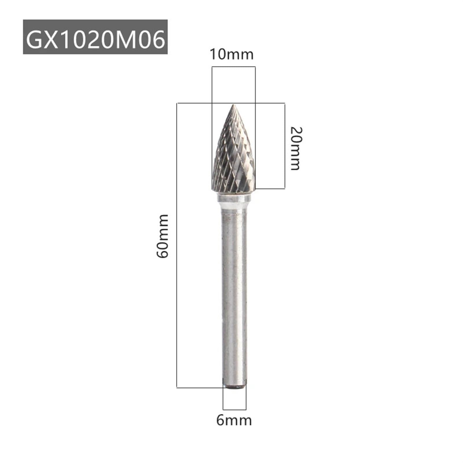 GX typ obrotowy pilnik ze stopu podwójne gniazdo stal wolframowa rzeźba w drewnie głowica szlifierska twardy metal do miedzi (6 szt. (GX06-16))