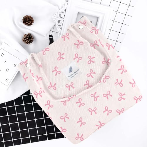 Image of Ayieyill Corduroy Tote Bag for Women Canvas Shoulder Cord Purse with Inner Pocket