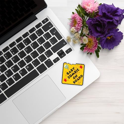 Image of Funny Baby Zombie On Board Sticker Parody Safety Sign Vinyl Decal 5 Inch Waterproof for Car Window Bumper Laptop Cute Horror Humor Baby on Board Style Sticker