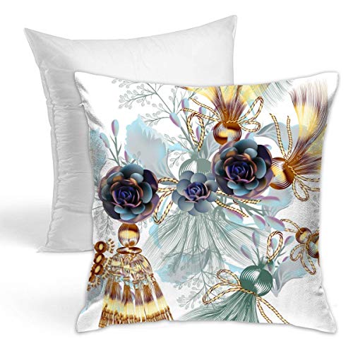 Osvbs Fashion Vector Pattern with Tussles and Flowers Customized Creative  Home Double-Sided Printed Cushion Decorative Pillowcase with Pillow