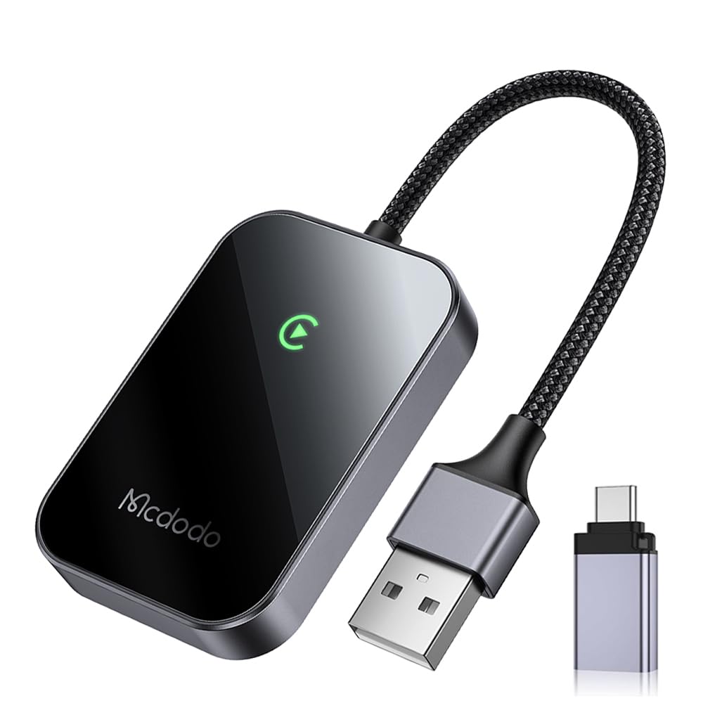 mcdodo CarPlay Adaptateur sans fil pour iPhone, Convertissez CarPlay filaire en sans fil, Bluetooth 5.0, Noir
