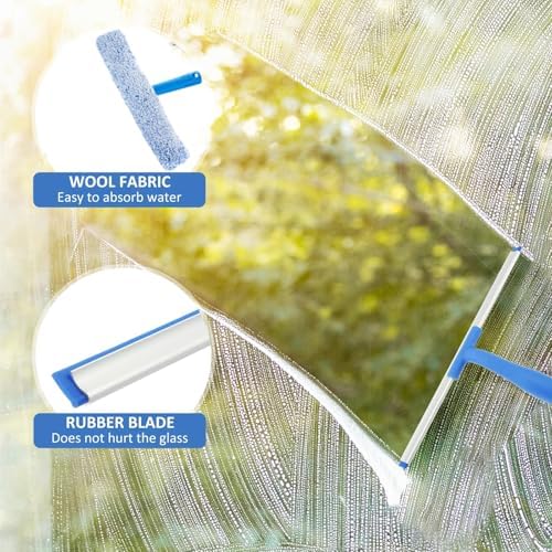 SZLFKJ Window Cleaning Kit 6.56FT Pole, Scrubber & Foldable Bucket for Home - 2