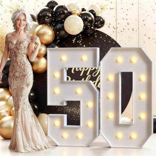 Bugame 4FT Marquee Numbers 50 Light Up Sign for 50th Birthday Party Decor