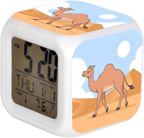 Miniatura 1 de 7 Color Change LED Digital Alarm Clock with Date Alarm Thermometer Home Desktop Child Alarm Clock Cartoon Camel