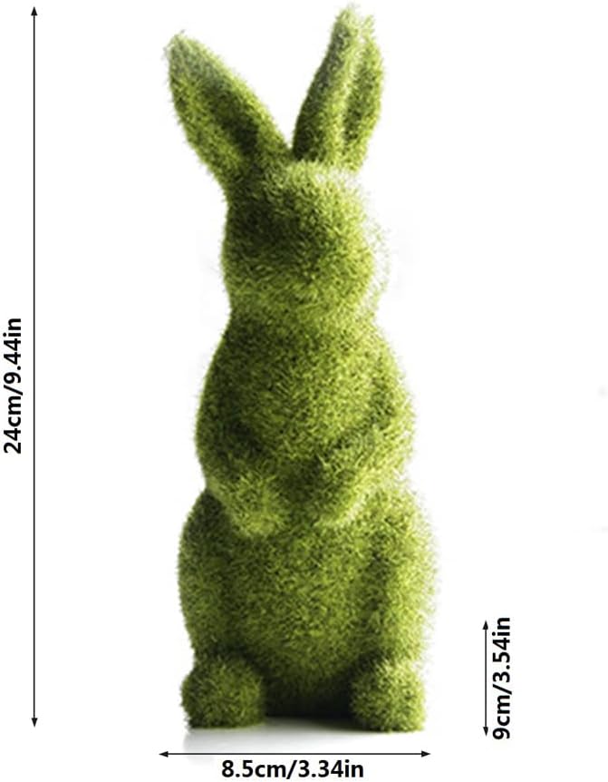Easter Moss Bunny Imitation Rabbit Figurine, Artificial Moss Grass Rabbit Statue for Easter Holiday Spring Garden Yard Decoration (Standing, Medium)