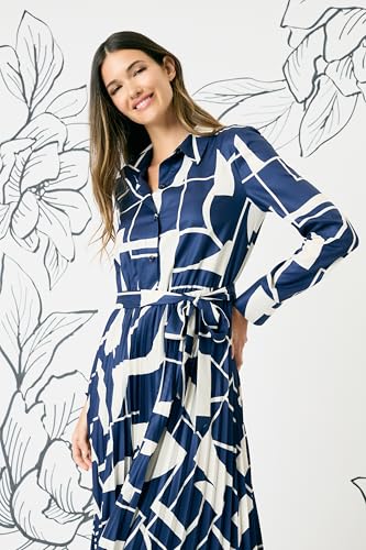 Maggy London Women's Pleated Midi Shirt Dress4