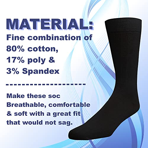 EMEM Apparel Women's Soft Ribbed Cotton Knit Classic Crew Dress Socks 5-Pack3