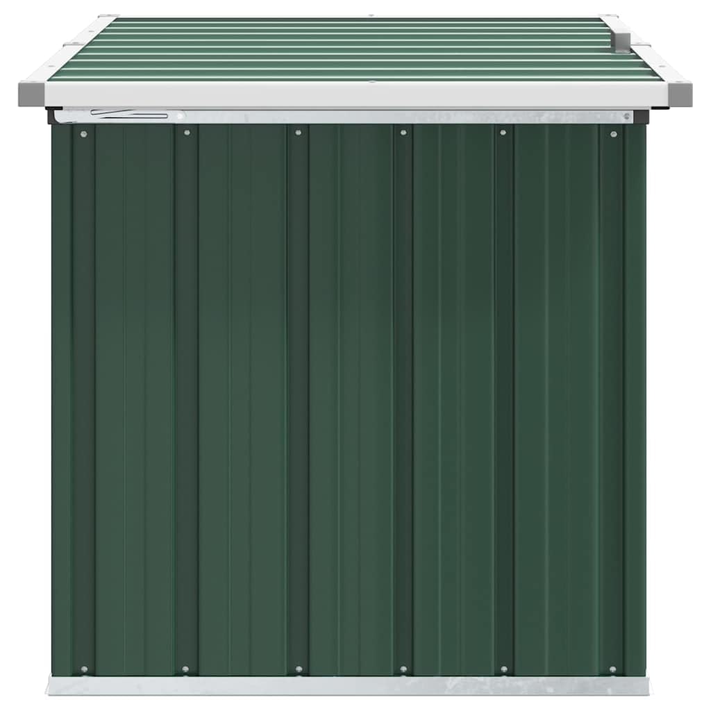 Garten-Aufbewahrungsbox Grün aus verzinktem Stahl mit 109 x 67 x 65 cm, wasserdicht und wetterfest, mit Klappdeckel und Sitzfunktion für Terrasse, Balkon und Outdoor Stauraum