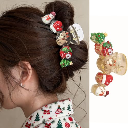 Pinza de cabello navideña de acrílico con diseño festivo miniatura 1