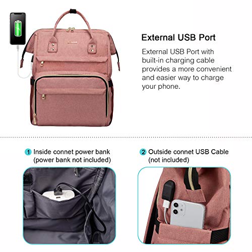 LOVEVOOK Laptoprugzak voor Dames, 17 inch Waterdicht Rugzak Dames Schoolrugzak voor Jongens en Tieners, Grote Rugzakken met USB-Oplaadaansluiting, voor Reizen School Universiteit Werk - Image 5