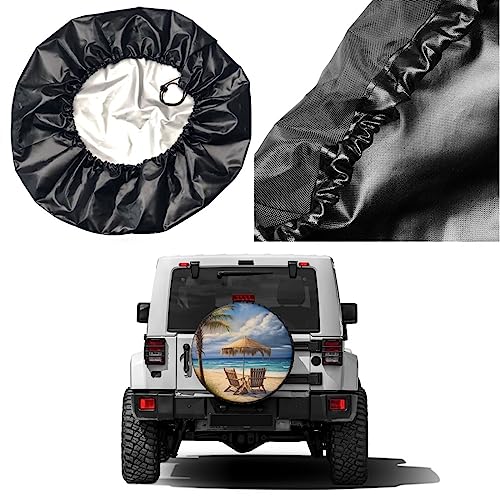 Image of Beautiful Beach Palm Trees Spare Tire Cover Dust-Proof Wheel Tire Cover Fit Trailer, RV, SUV and Many Vehicle 16 Inch