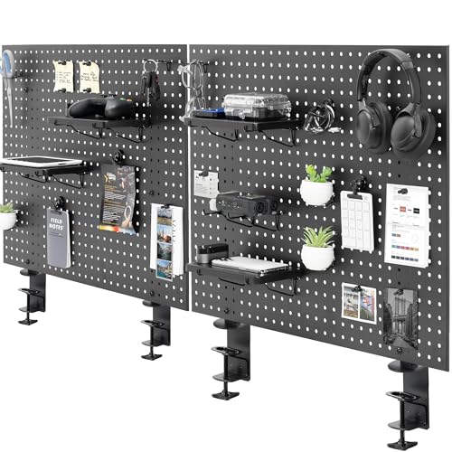 VIVO Steel Clamp-on Desk Pegboard, 60 x 24 inch Privacy Panel, Magnetic Peg Board, Office Accessory...