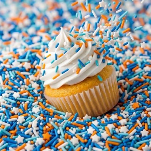 Image of Manvscakes, Blue and Orange dessert Sprinkles, Cake decorations, Chocolate, Fondant baking, Edible sprinkle, Cupcake toppings
