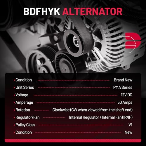 Image of BDFHYK 50A High Output Alternator 12V 50A 1-Groove Pulley Clockwise