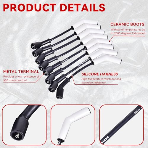 image for RLP Spark Plug Wire Set Accel 9070C Extreme 9000 Ceramic Boot Compatib