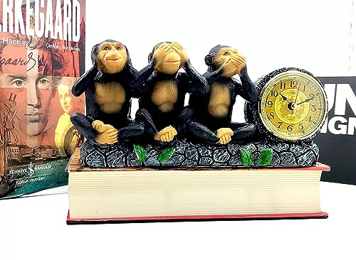 Image of AUGEN Polyresin Three Wise Monkeys Statue Showpiece for Home Decor Decoration and Gifting (6772A7, 23.5cm)
