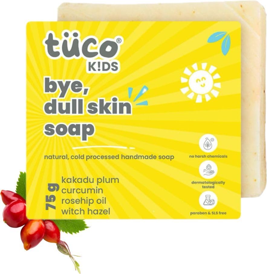 Tuco® Dull Skin Soaps Turmeric, Shea Butter & Coconut Oil Magic Soaps For Bath (75 Gms Pack Of 1) | Paraben Free | Haldi Bath Soap for tan removal | Handmade Soaps For Glowing | Skin Brightening Soap For Men, Women & Kids