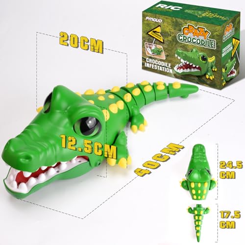 Pmgud Ferngesteuertes Spielzeug mit 2,4 GHz Controller Krokodil RC wiederaufladbares mit Programmiermodus und Infrarot Jagdmodus Geeignet für Kinder über 3 Jahre