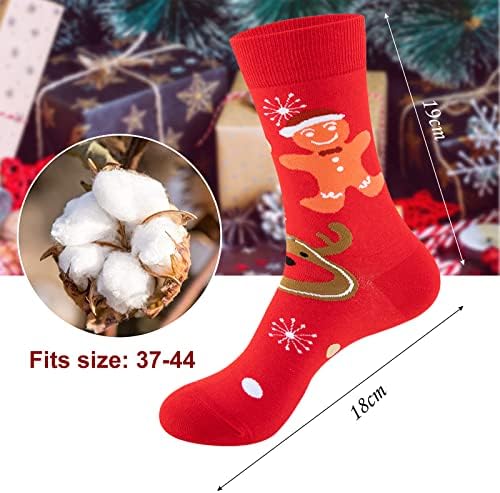 Wantonfy Women's Christmas Socks Christmas Gift Multipack Novelty Ladies Socks Funny Christmas Socks with Funky Santa Claus Warm Knitting Winter Socks, 5 Pairs