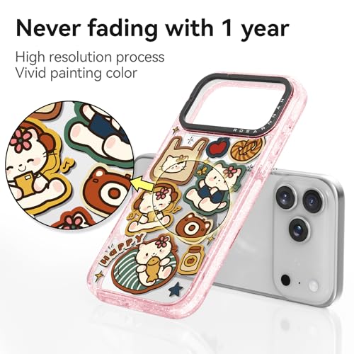 Coque iPhone Pro pailletée rose Rosarnnah antichoc chat - 6