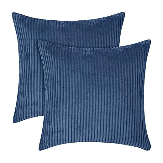 Amazon Brand - Umi Funda de Cojin Decoracion para Salon Suave 2 Piezas 45x45cm Azul Oscuro