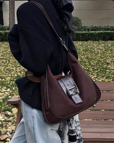 Faux Suede Bags for Women Slouchy Hobo Bag Suede Tote Purse Shoulder Handbag Vintage Shoulder Satchel Purse Work Handbag4
