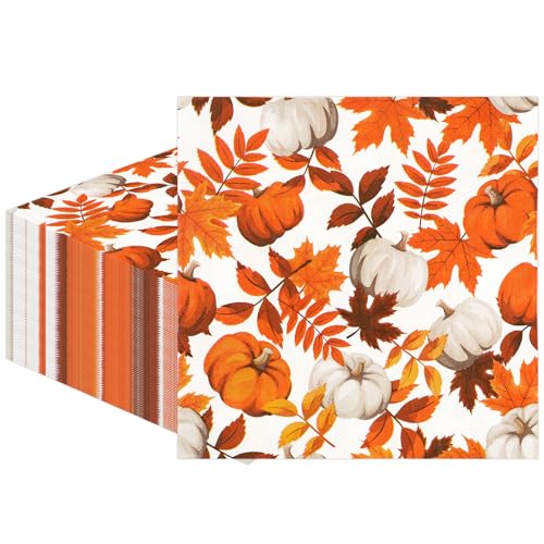 40 Stück Herbst Servietten,33x33cm Herbst Papierservietten,Herbstservietten Papierservietten Servietten für das Erntedankfest Ernte Geburtstagsparty