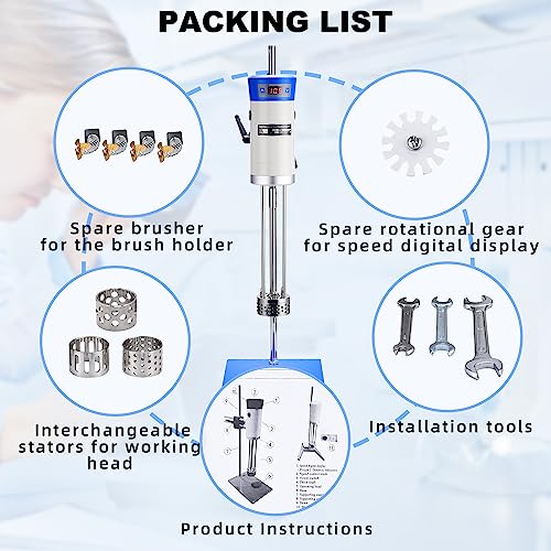 +Uxi HOMOGENIZER-S-W Laboratory High Speed Dispersing Homogenizer Emulsifier High Shear Mixer Capacity 40L Water 200-11000R/Min 510W Digital Display Blender thumb #3