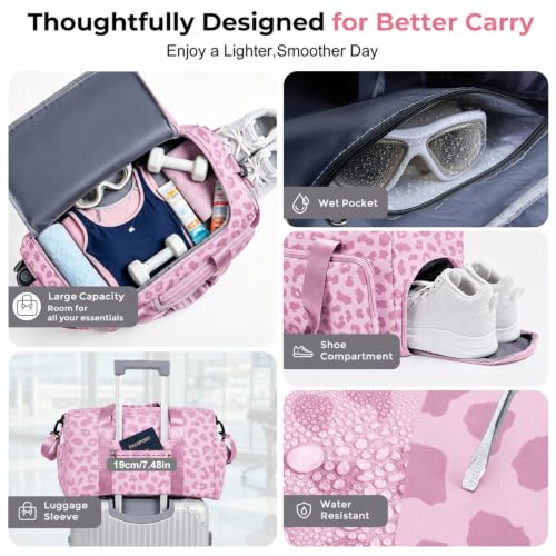 Image of FIORETTO Women's Gym Duffle Bag with Shoes Compartment, 30L Capacity, Ideal for Travel, Gym, Sports, Duffel, Weekender