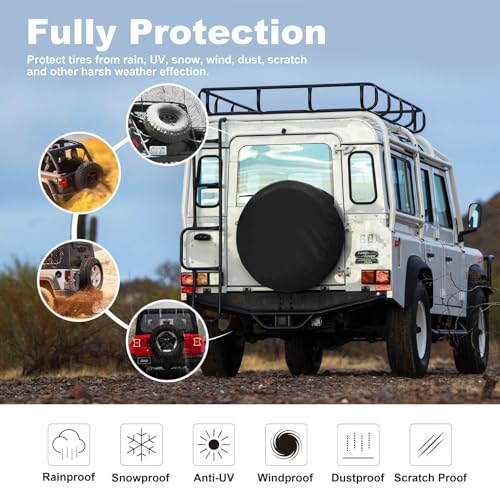 Explore Land 30-33 inch Spare Tire Cover Fit Trailer, RV, SUV, Truck, Tough Tire Wheel Soft Cover, Black - Image 3