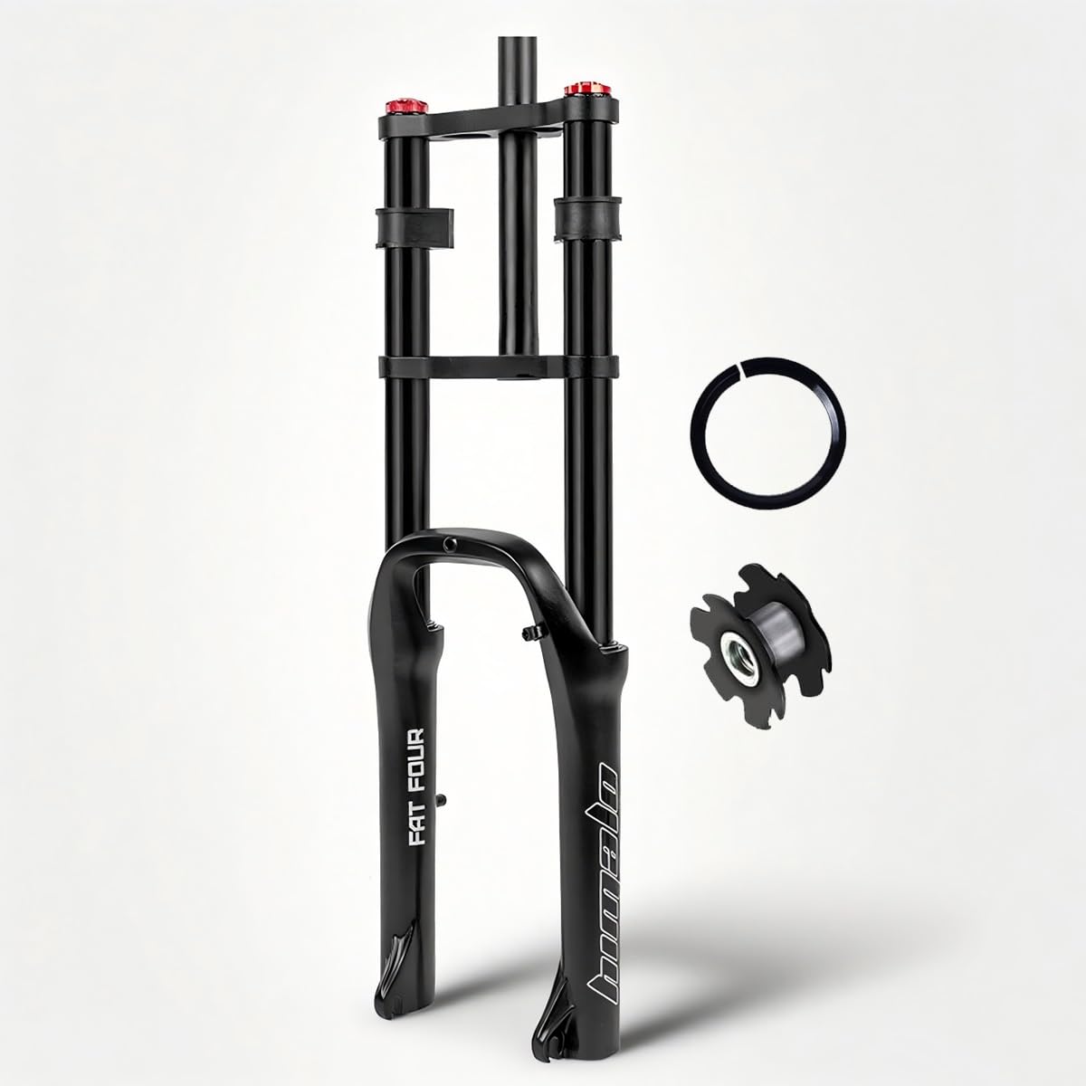 WIQUYBML 20 Inch Ebike Fat Fork 4.0" Tire Mtb Air Suspension Travel 180 Mm Double Shoulder 1-1/8" Straight Bike Front Forks Disc Brake QR 9mm Adjustable Rebound For Beach Snow