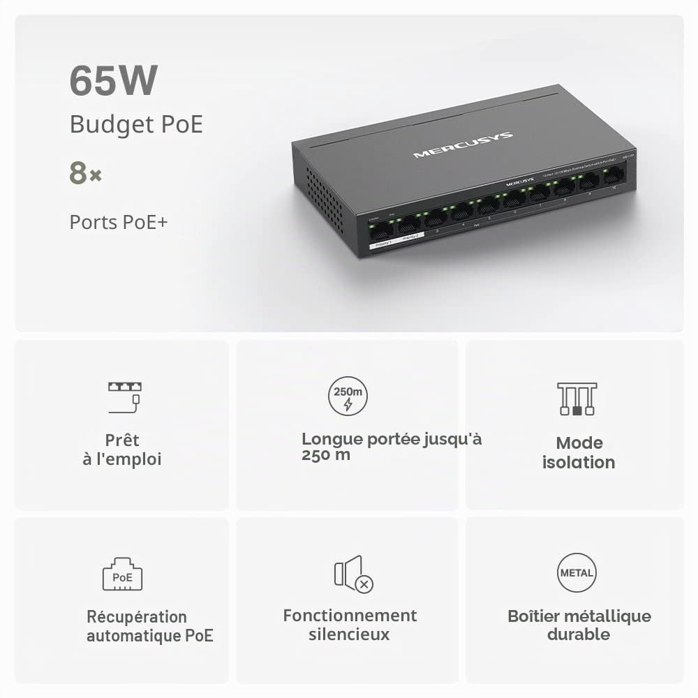 MERCUSYS MS110P Switch Gestionado 10/100 10 Puertos PoE