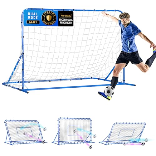 Image of Soccer Baseball Rebounder Soccer Goal Net, Volleyball Rebound Pitchback Net | Quick Switch Angle Soccer Softball Training for Ball Control, Passing, Bounce Back Practice, Easy Setup Lacrosse Soccer Gifts