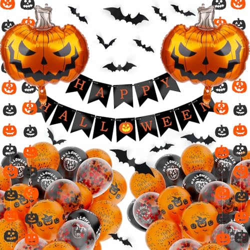OWill 54 En 1 Decoracion Halloween, Decoracion Halloween Casa, Adornos Halloween, Halloween Decoracion, Decoración Halloween Interior, Decoración Halloween, Murciélagos, Globos, Calabazas