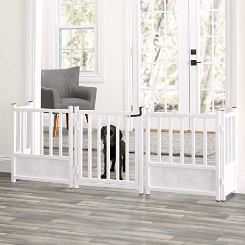 Royal Weave Freestanding Pet Gate Set - 63 Inch Wide - Indoor Pet Barrier, Walk Through Swinging Door, Extra Wide, Small, Large, Big Dogs - Metal, Best Heavy Duty Dog Gate