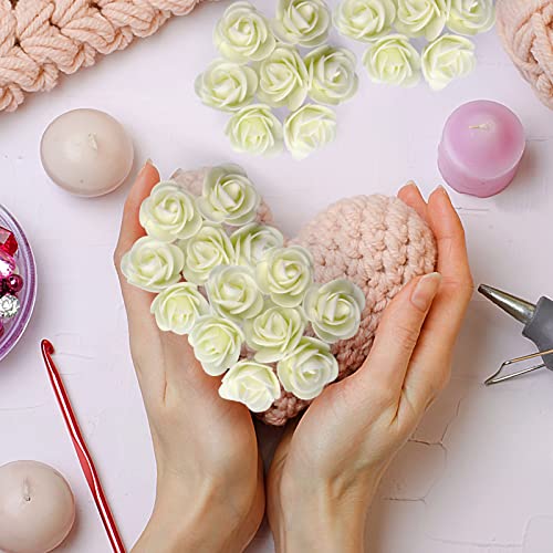 Gearific 200 Pcs Mini Têtes De Fleurs Artificielles Rose, Mousse Rose Artificielle pour DIY Artisanat Fête De Mariage Saint Valentin Festival Décoration De La Maison (Blanche) – vue 4